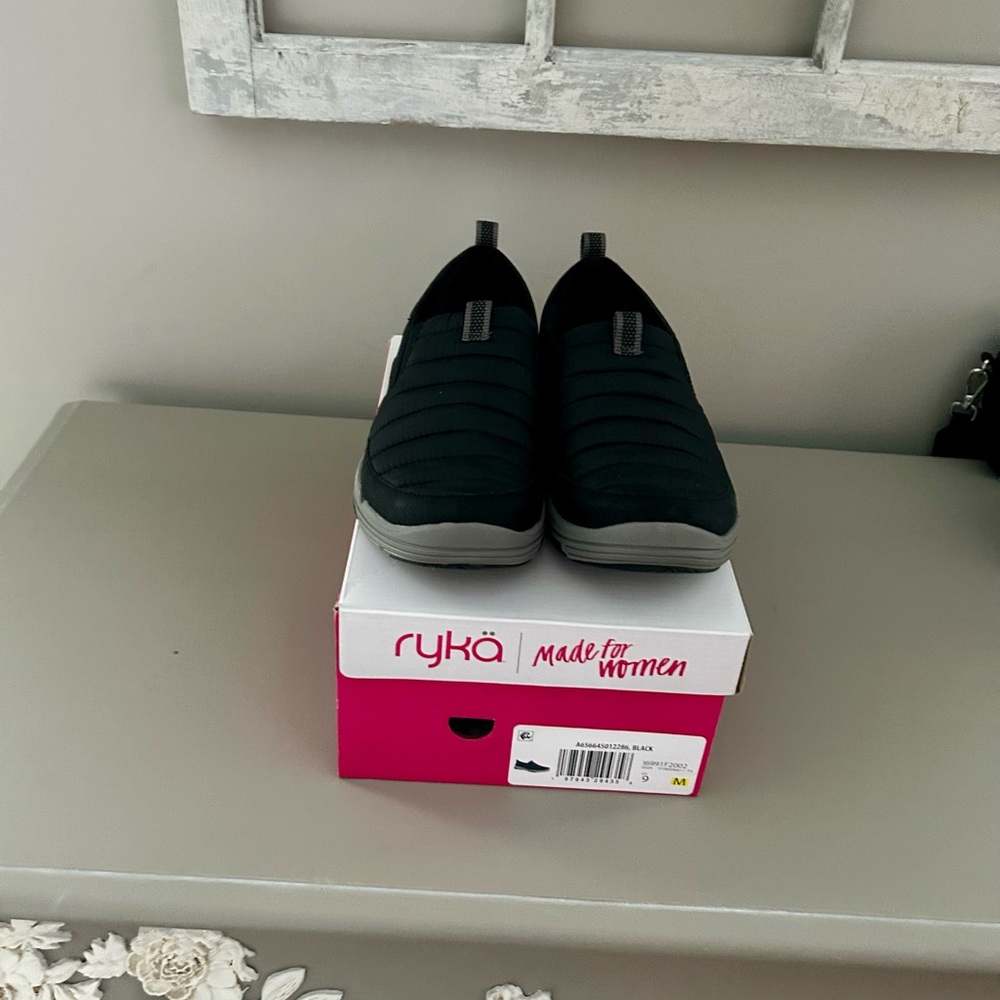 Ryka Black Slip-On Waterproof Shoes